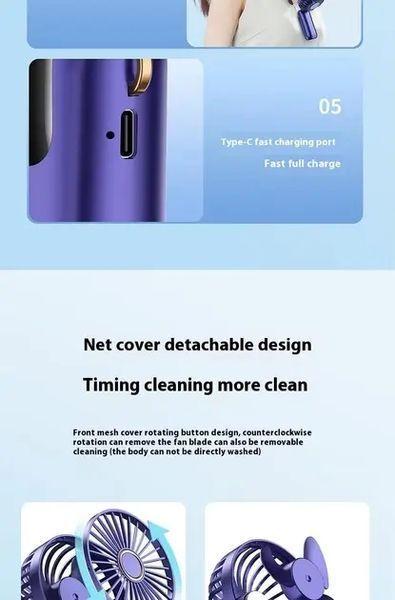 Портативный мини вентилятор Mini fan AND892 с подставкой для телефона и дисплеем 00018508 фото