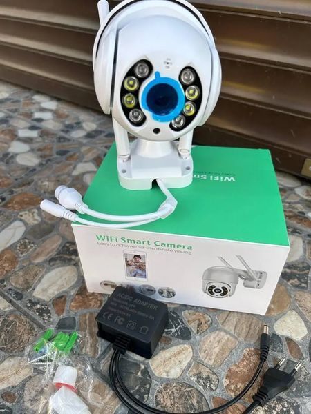 Вулична камера UKC Відеоспостереження WIFI IP бездротова зовнішня поворотна V380 Pro з блоком живлення 00017369 фото
