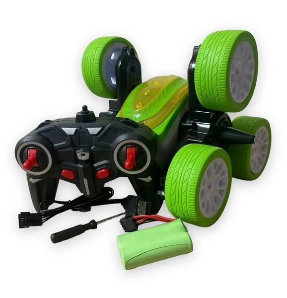 Машинка-перевертыш на радиоуправлении Stunt car exciter Зеленая 00015886 фото