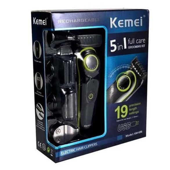 Многофункциональная бритва Kemei KM-696: аккумуляторный триммер с насадками для бороды и волос 00015201 фото