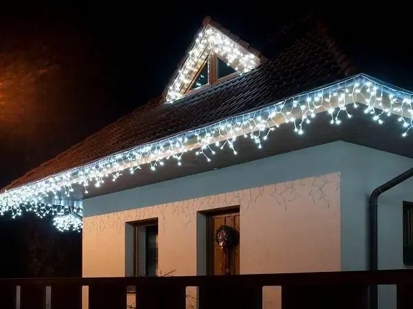 Синий новогодняя праздничная гирлянда бахрома 120 led прозрачный провод 3х0.5 м 00024718 фото