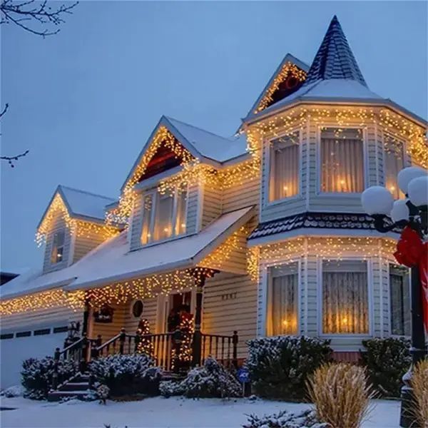Синий новогодняя праздничная гирлянда бахрома 120 led прозрачный провод 3х0.5 м 00024718 фото