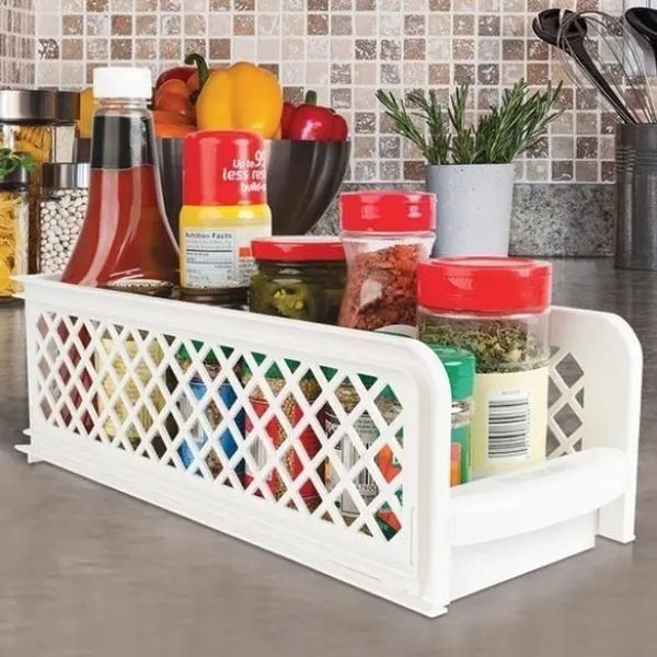 Пластиковий органайзер для ванної з 2 висувними полицями, Portable 2 Tier Basket Drawers 00014047 фото