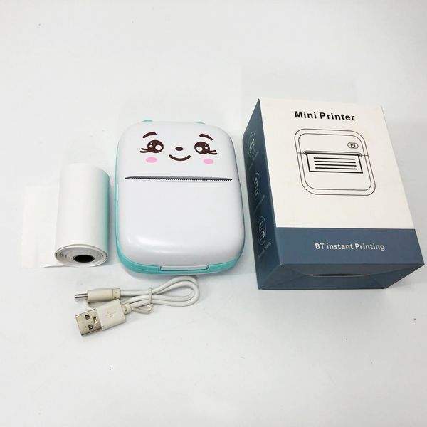 Портативний мініпринтер Mini printer з Bluetooth для термодруку без чорнила зі смартфона. Колір: блакитний 00016348 фото