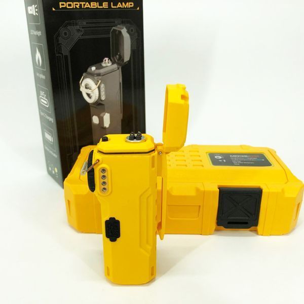 Фонарик-зажигалка армейская MULTIFUNCTIONAL D51-COB электроимпульсная аккумуляторная. Цвет: желтый 00023044 фото