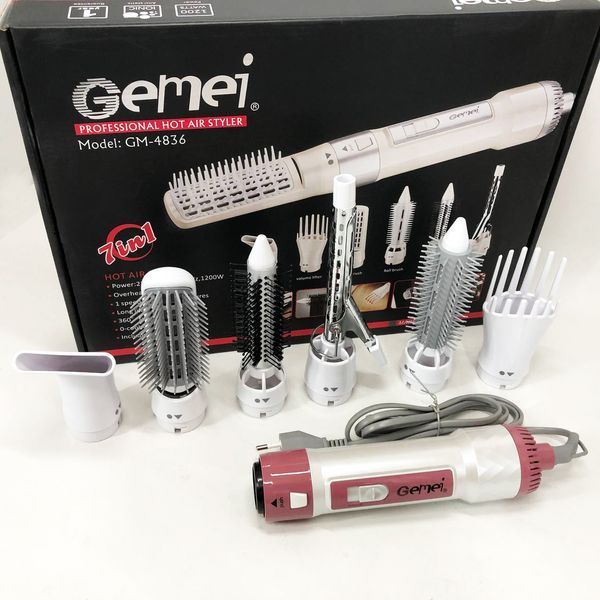 Фен для волос стайлер с насадками Gemei GM-4836 7 в 1, Фен-стайлер с различными насадками 00014527 фото