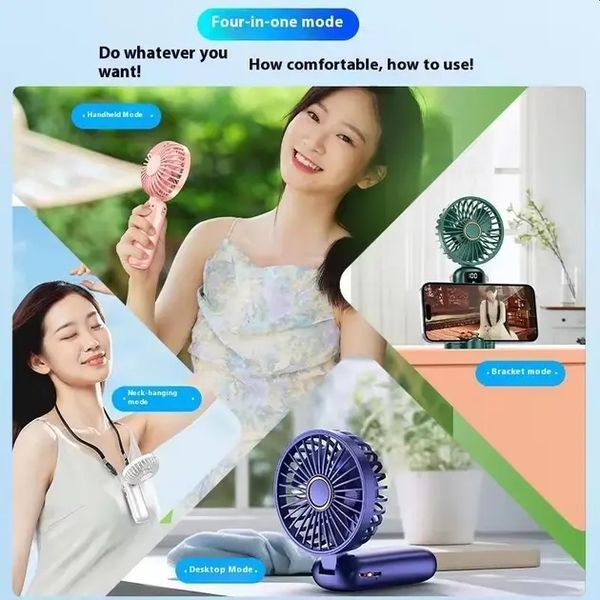 Портативный мини вентилятор Mini fan AND892 с подставкой для телефона и дисплеем 00018508 фото
