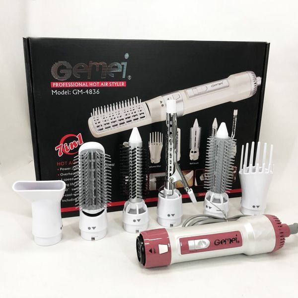 Фен для волос стайлер с насадками Gemei GM-4836 7 в 1, Фен-стайлер с различными насадками 00014527 фото
