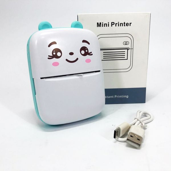 Портативний мініпринтер Mini printer з Bluetooth для термодруку без чорнила зі смартфона. Колір: блакитний 00016348 фото