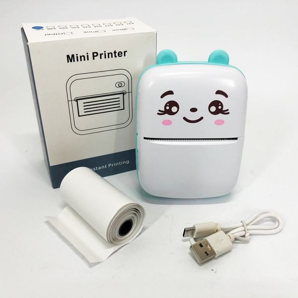 Портативний мініпринтер Mini printer з Bluetooth для термодруку без чорнила зі смартфона. Колір: блакитний 00016348 фото