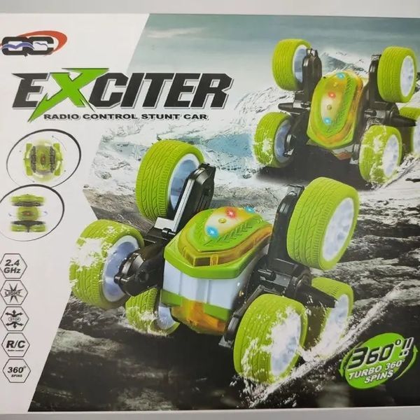 Машинка-перевертыш на радиоуправлении Stunt car exciter Зеленая 00015886 фото