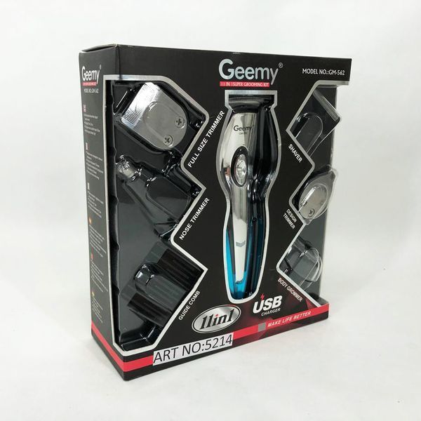 Машинка для стрижки, тример чоловічий GEMEI GM-562, машинка для стрижки голови, з насадками для бороди 00015311 фото