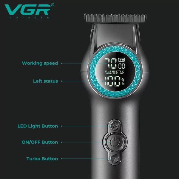Тример VGR V-990, 3 насадки, Многофункциональная аккумуляторная машинка для стрижки, VGR машинка 00015164 фото