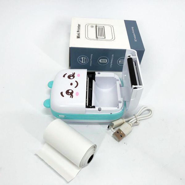Портативний мініпринтер Mini printer з Bluetooth для термодруку без чорнила зі смартфона. Колір: блакитний 00016348 фото