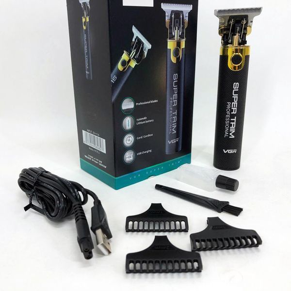 Машинка для стрижки VGR V-082 аккумуляторная беспроводная профессиональная + 3 насадки триммер для волос 00014377 фото