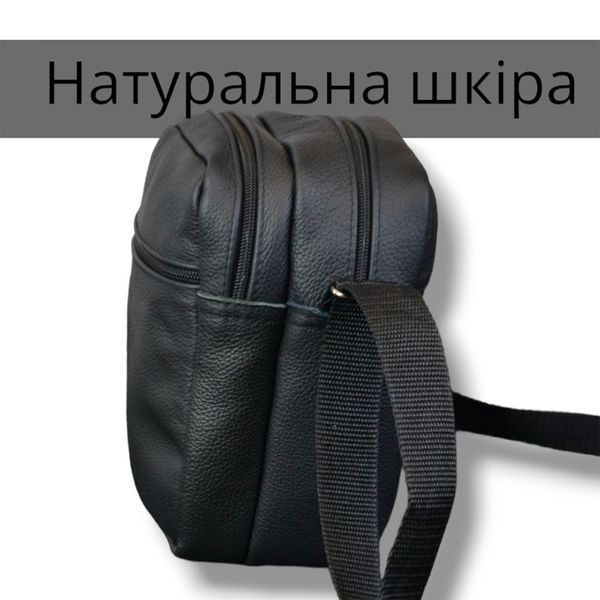 Сумка мессенджер из натуральной кожи, мужская большая сумка на 4 кармана с черной молнией 00018351 фото