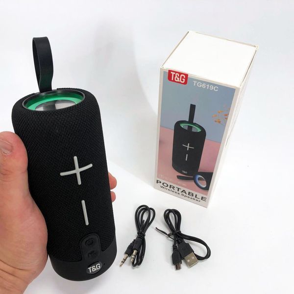 Портативна Bluetooth колонка TG619C FM-радіо USB/TF з ремінцем, Колонка для музики. Колір: чорний 00017658 фото