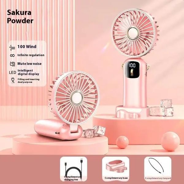 Портативный мини вентилятор Mini fan AND892 с подставкой для телефона и дисплеем 00018508 фото