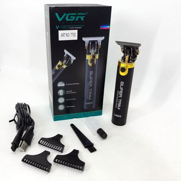 Машинка для стрижки VGR V-082 аккумуляторная беспроводная профессиональная + 3 насадки триммер для волос 00014377 фото