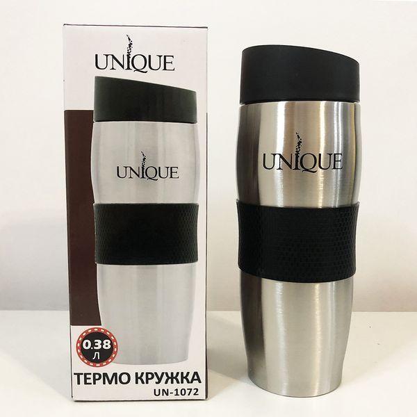 Термокружка UNIQUE UN-1072 0.38 л, Термос туристический для напитков, Фляга для пикника. Цвет: черный 00019777 фото