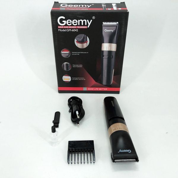 Аккумуляторная машинка для стрижки волос Gemei GM-6042, окантовочная машинка. Цвет: черный 00015268 фото
