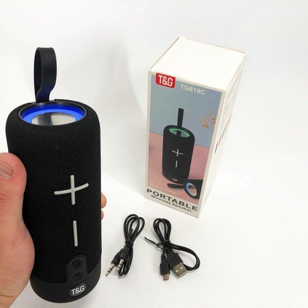 Портативна Bluetooth колонка TG619C FM-радіо USB/TF з ремінцем, Колонка для музики. Колір: чорний 00017658 фото