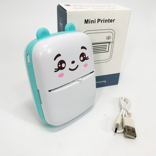 Портативний мініпринтер Mini printer з Bluetooth для термодруку без чорнила зі смартфона. Колір: блакитний 00016348 фото