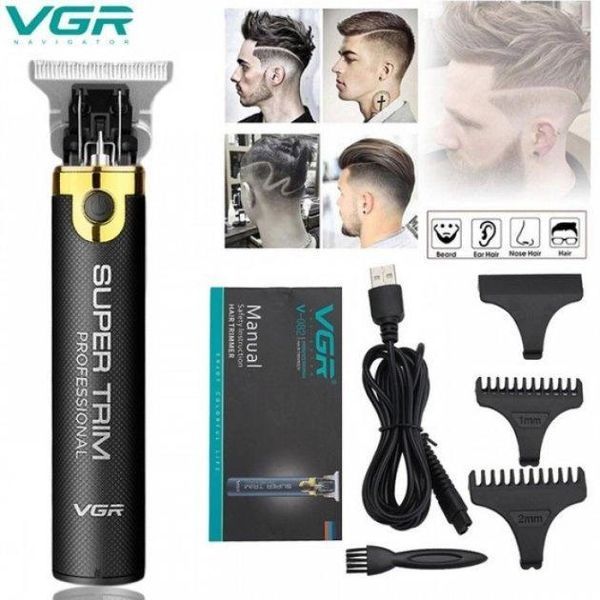 Машинка для стрижки VGR V-082 аккумуляторная беспроводная профессиональная + 3 насадки триммер для волос 00014377 фото