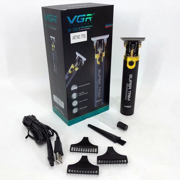 Машинка для стрижки VGR V-082 аккумуляторная беспроводная профессиональная + 3 насадки триммер для волос 00014377 фото