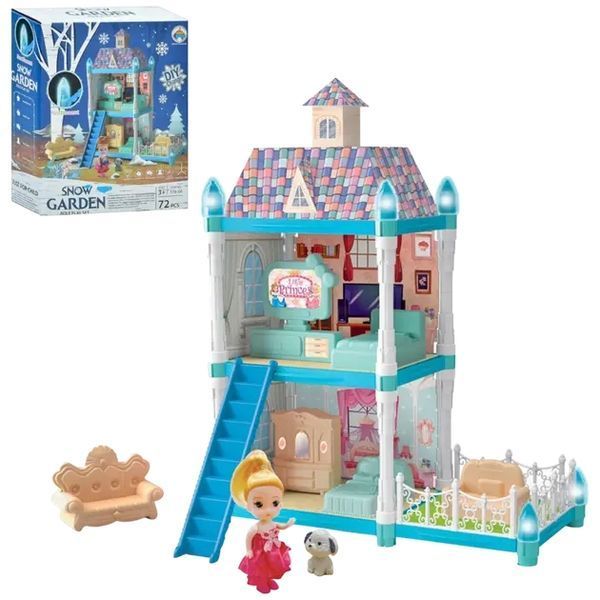 Детская игрушка Кукольный домик Snow Garden 556-66, 2 этажа, 72 детали, в коробке 00016162 фото
