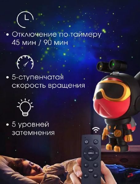 Ночник проектор звездное небо CASTLELADY собака серая космонавт ROBOT DOG 00022161 фото