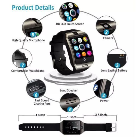 Смарт-часы Smart Watch Q18. Цвет: черный 00022448 фото