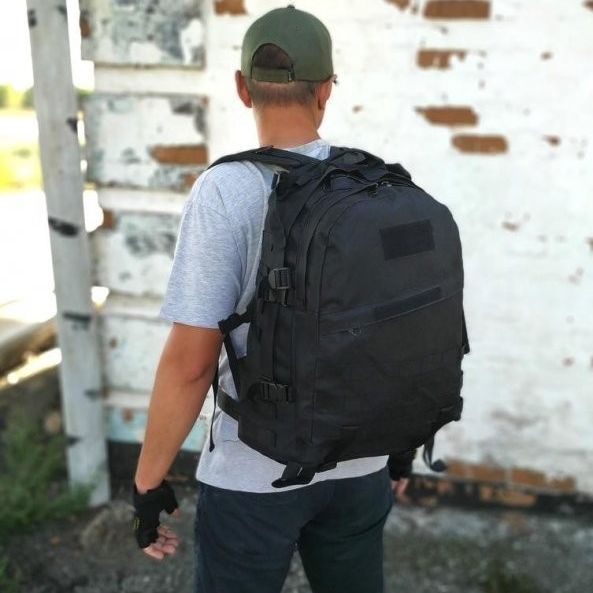 Рюкзак Тактический на 40л штурмовой туристический с системой MOLLE Черный большой 00018420 фото