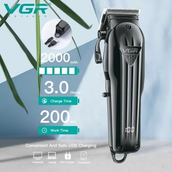 Машинка для стрижки волос VGR V-282 6 насадок, LED Display 00021252 фото