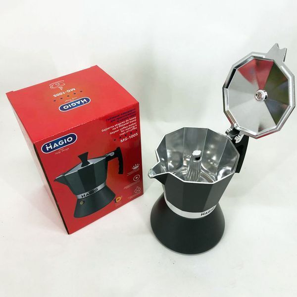 Кавоварка гейзерна Magio MG-1005 300 мл, гейзерна кавоварка для плити, кавоварка гейзерного типу, кавник 00019863 фото