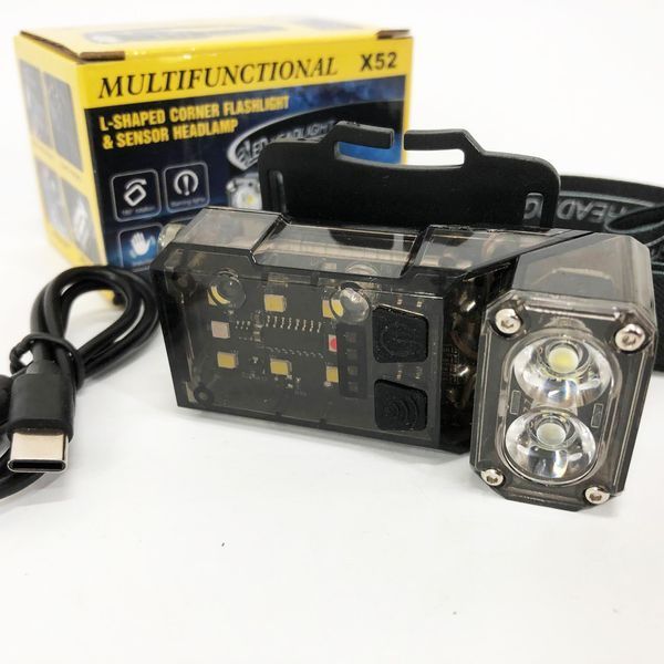 Ліхтар налобний X52, 2LED+6SMD RGB, Ліхтар на голову для бігу, Ліхтар на голову для риболовлі 00023073 фото
