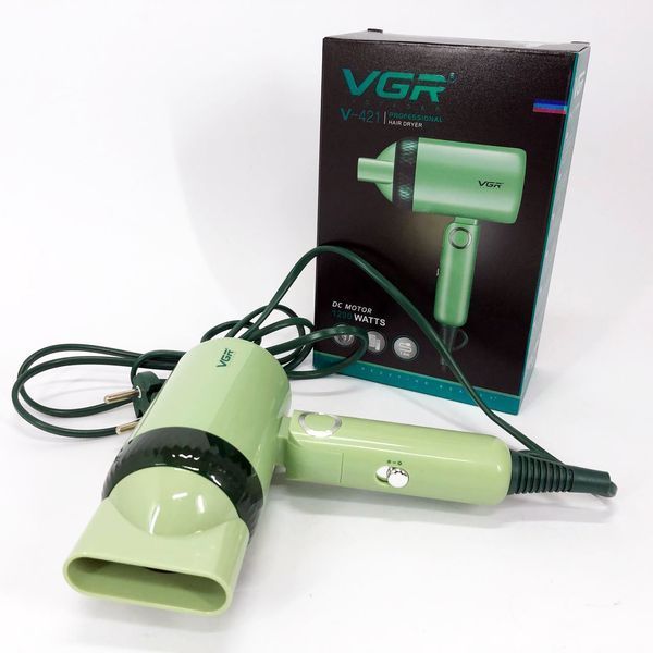 Дорожный складной фен VGR V-421 1200 Вт для сушки укладки волос электрофен, Фен для волос с режимами 00014409 фото