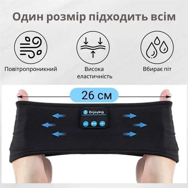 Пов'язка на голову із навушниками Inspire Headband Black (Hebabl) 00013256 фото