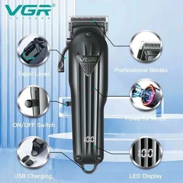 Машинка для стрижки волос VGR V-282 6 насадок, LED Display 00021252 фото