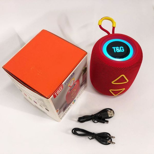 Портативная колонка TG655 5W с RGB подсветкой и ремешком, беспроводная колонка мощная. Цвет: красный 00017237 фото