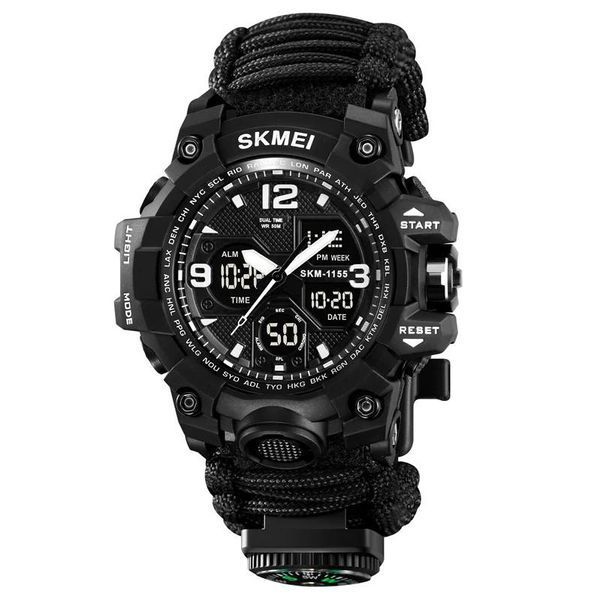 Часы наручные мужские SKMEI 1155BKBK PARACORD 00022335 фото