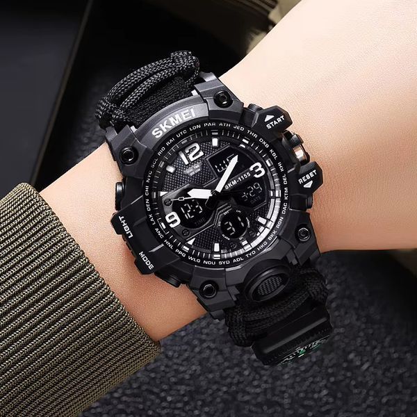 Часы наручные мужские SKMEI 1155BKBK PARACORD 00022335 фото