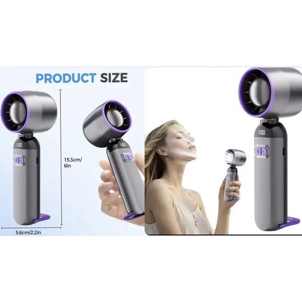 Вентилятор портативный настольный ручной Handheld fan LY-937 со встроенным аккумулятором и с цифровым дисплеем, 5 скоростей 00018525 фото