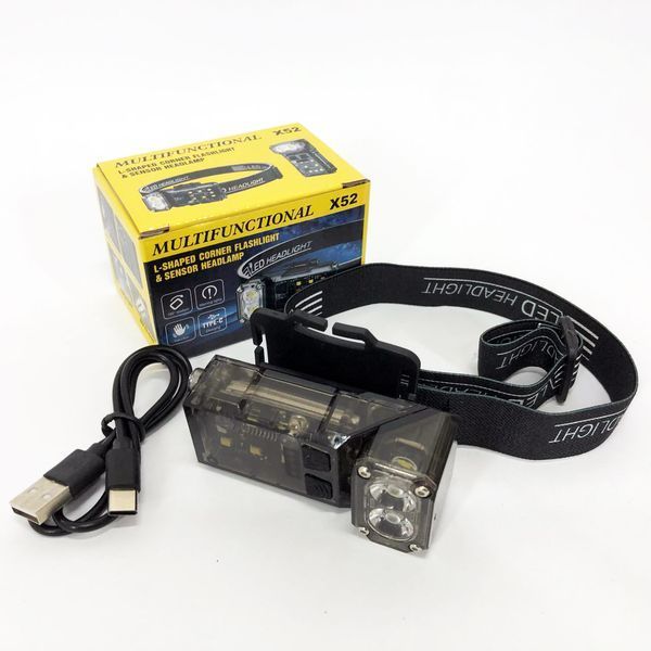 Ліхтар налобний X52, 2LED+6SMD RGB, Ліхтар на голову для бігу, Ліхтар на голову для риболовлі 00023073 фото