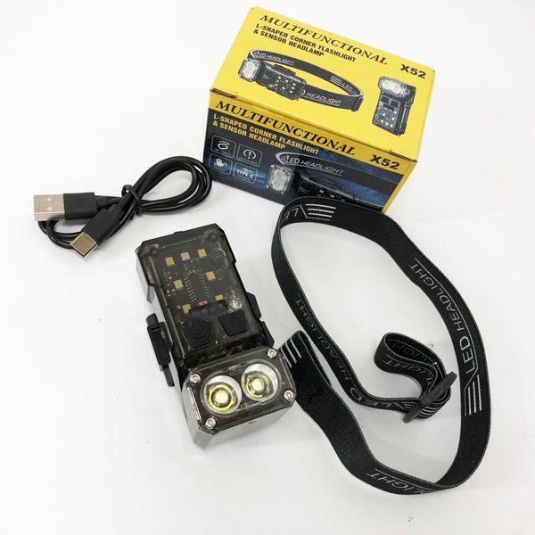 Ліхтар налобний X52, 2LED+6SMD RGB, Ліхтар на голову для бігу, Ліхтар на голову для риболовлі 00023073 фото