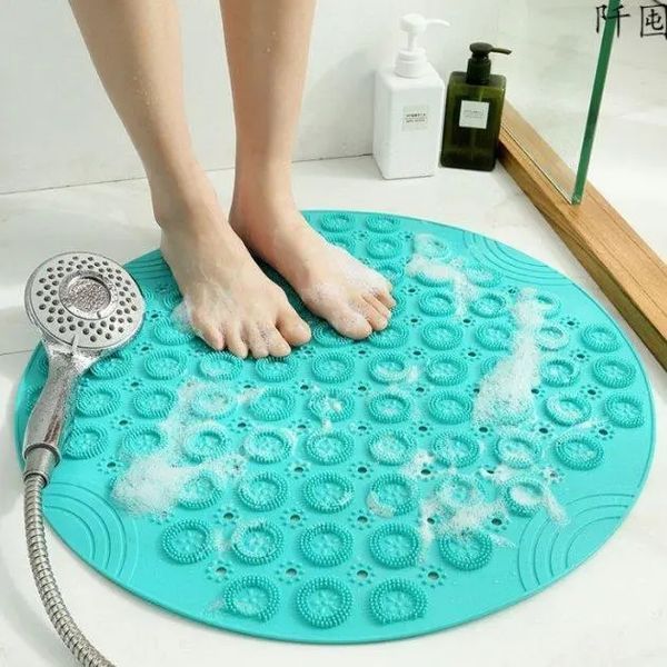 Круглый нескользящий коврик для душа Massage Foot Rad со щеткой для стоп 00013856 фото