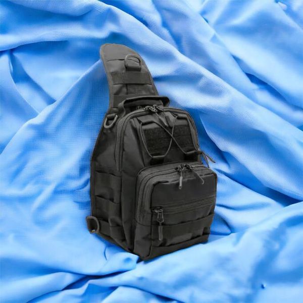 Якісна тактична сумка, укріплена чоловіча сумка, рюкзак тактична слінг. Колір: чорний 00018327 фото
