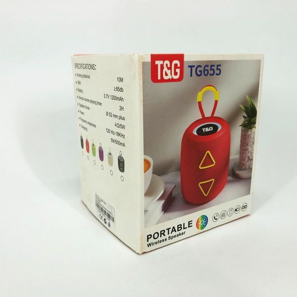 Портативная колонка TG655 5W с RGB подсветкой и ремешком, беспроводная колонка мощная. Цвет: красный 00017237 фото