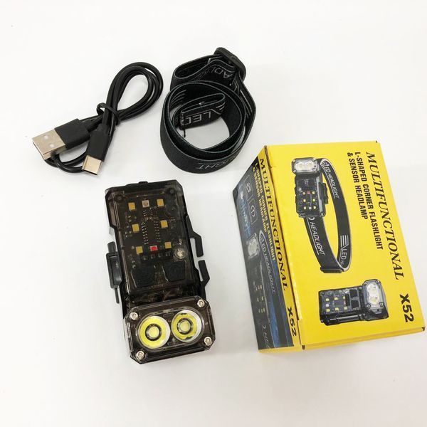 Ліхтар налобний X52, 2LED+6SMD RGB, Ліхтар на голову для бігу, Ліхтар на голову для риболовлі 00023073 фото