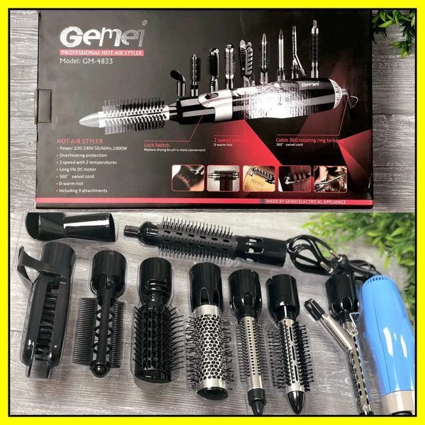 Фен-стайлер для волос 10 в 1 Gemei GM-4833, фен щетка, многофункциональный стайлер 00021378 фото